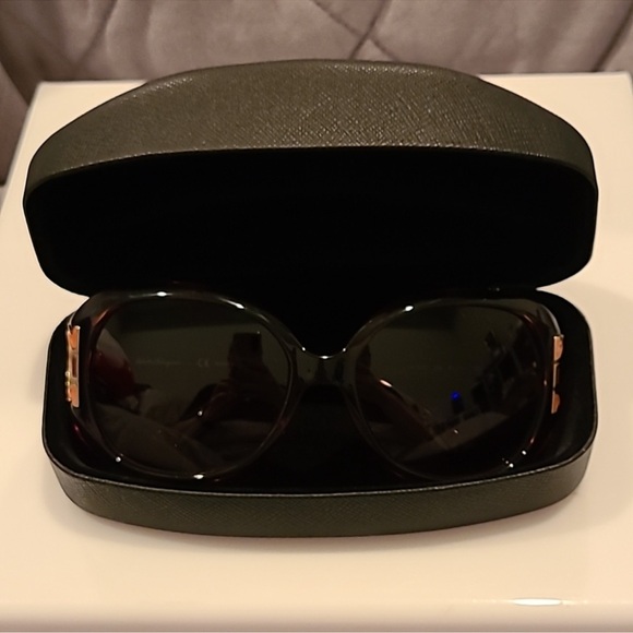 Salvatore Ferragamo Brown Sunglasses with Gold Accents - Picture 8 of 8